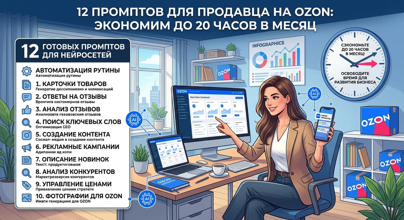 12 промптов для продавца на Ozon: экономим до 20 часов в месяц