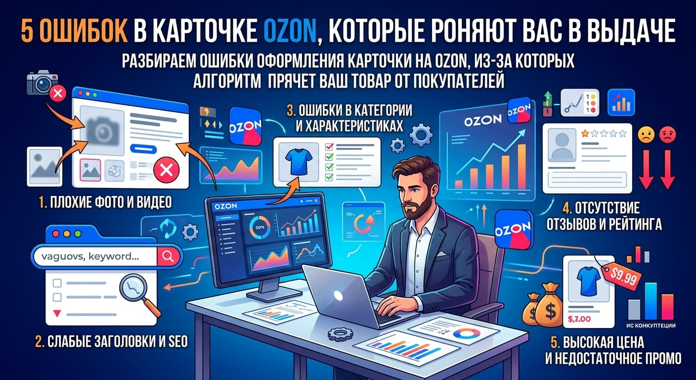 5 ошибок в карточке Ozon, которые роняют вас в выдаче
