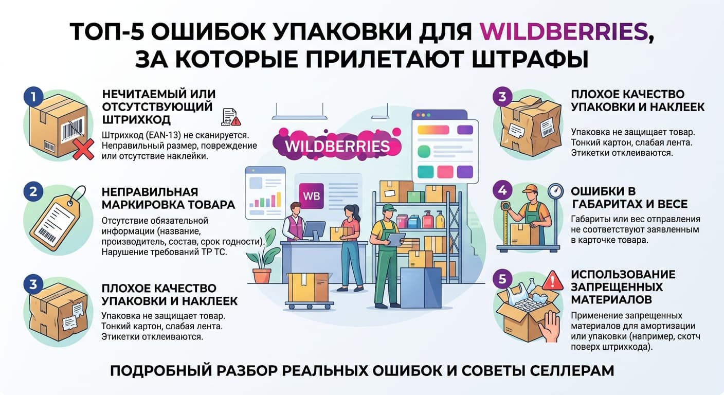 5 ошибок упаковки для Wildberries, из-за которых прилетают штрафы