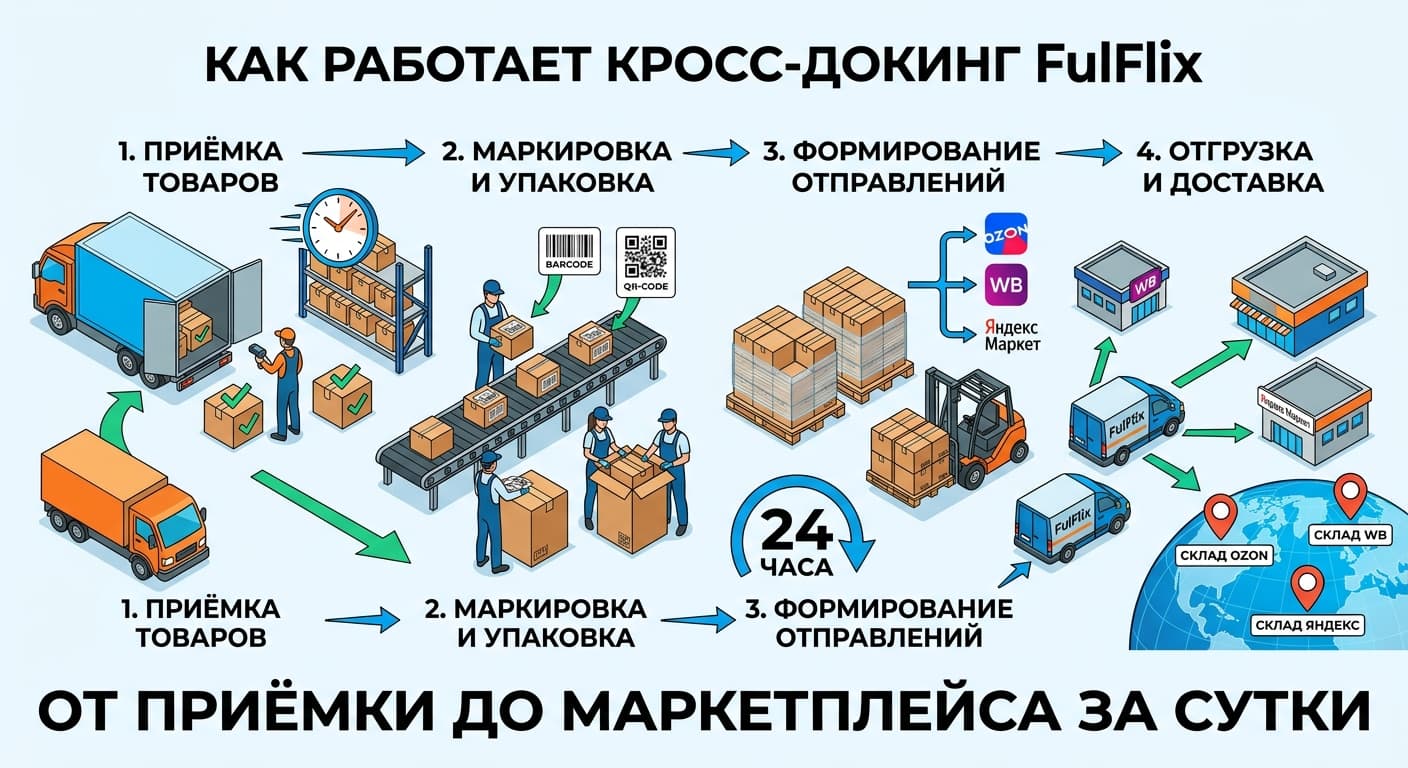 Кросс-докинг FulFlix: от приёмки до маркетплейса за 24 часа
