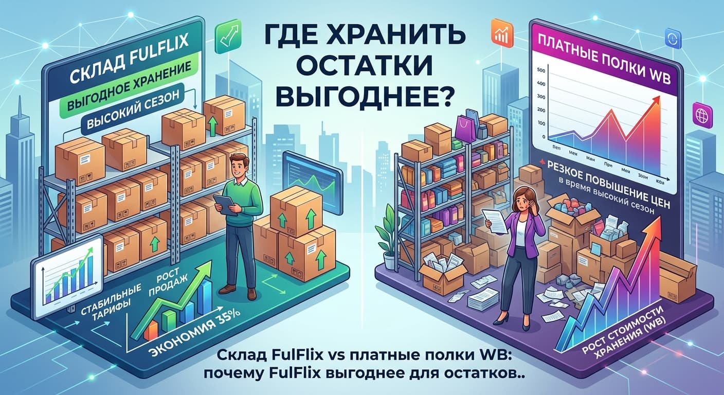 Склад FulFlix vs платные полки WB: где хранить остатки выгоднее