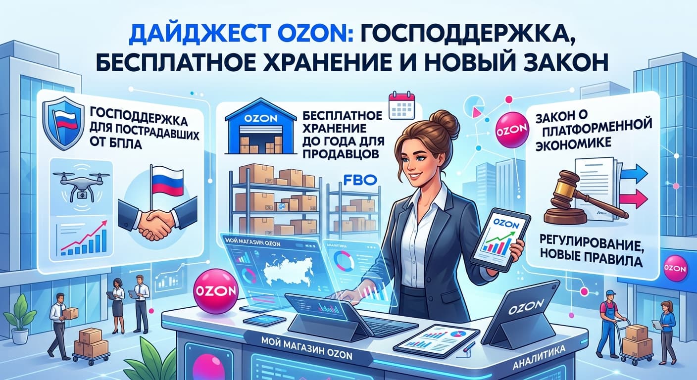 Дайджест Ozon: господдержка, бесплатное хранение и новый закон