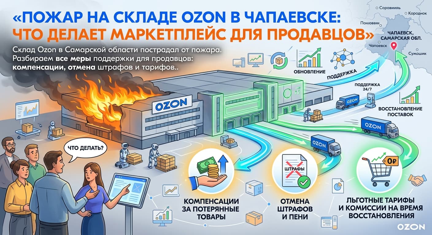 Пожар на складе Ozon в Чапаевске: что делает маркетплейс для продавцов