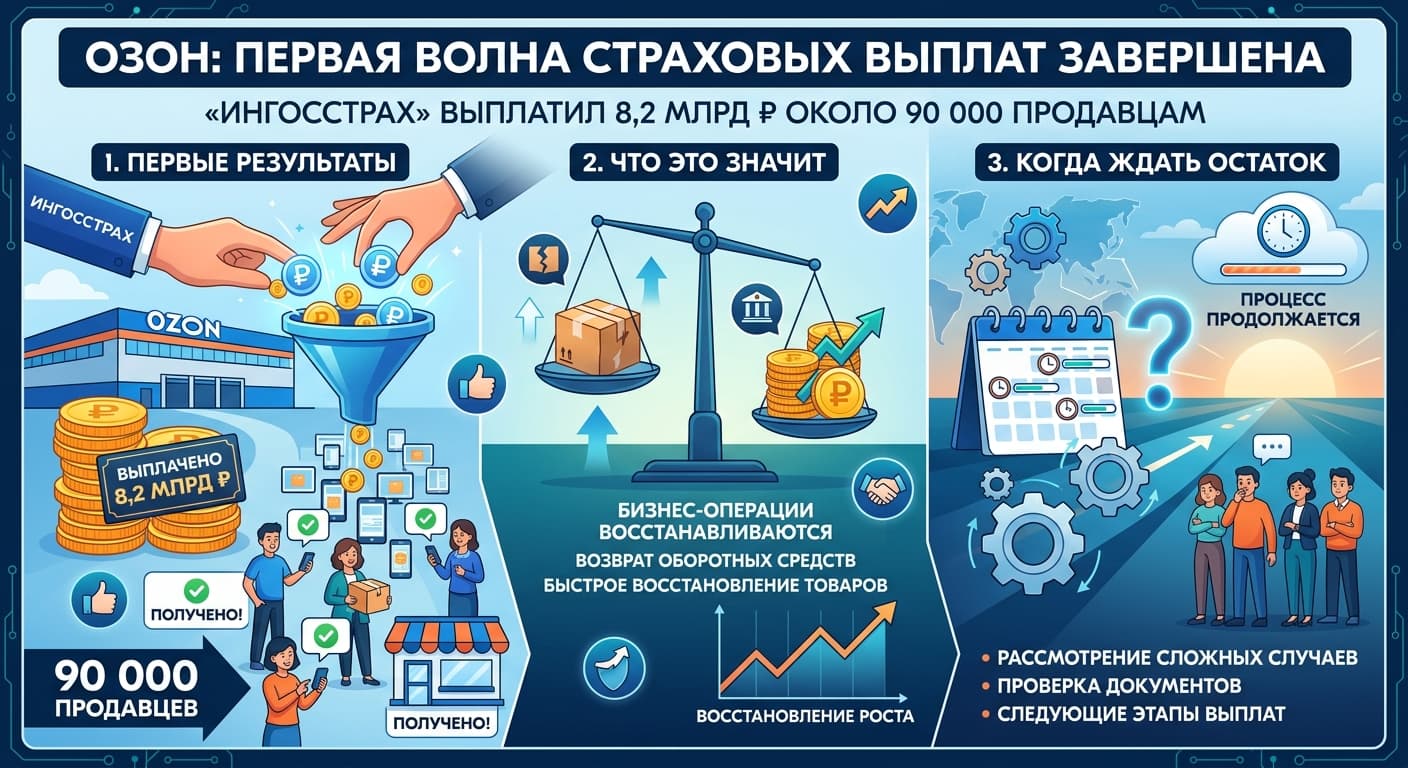 Ozon: первая волна страховых выплат на 8,2 млрд ₽ завершена