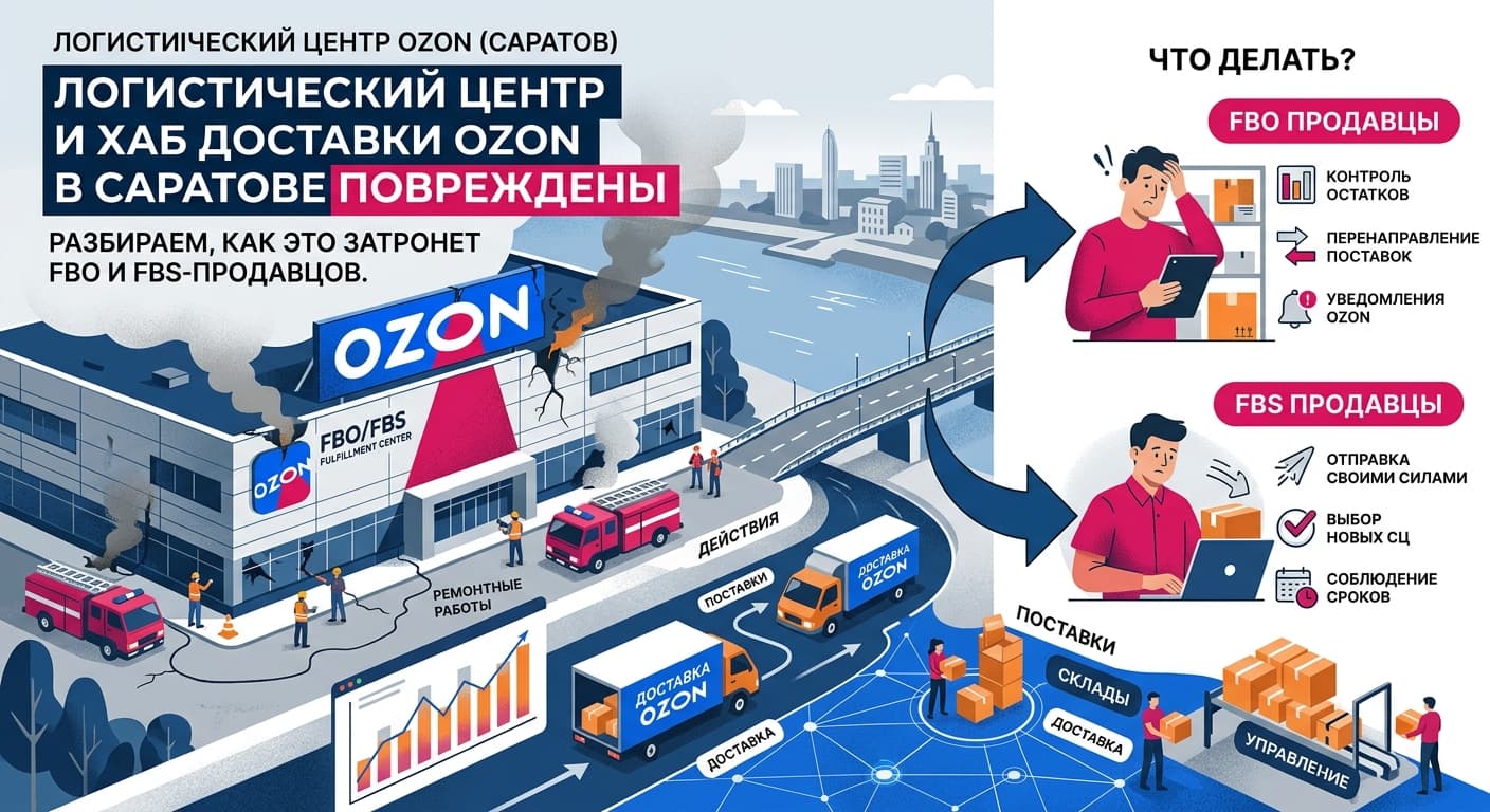 Логистический центр Ozon в Саратове повреждён: что делать продавцам