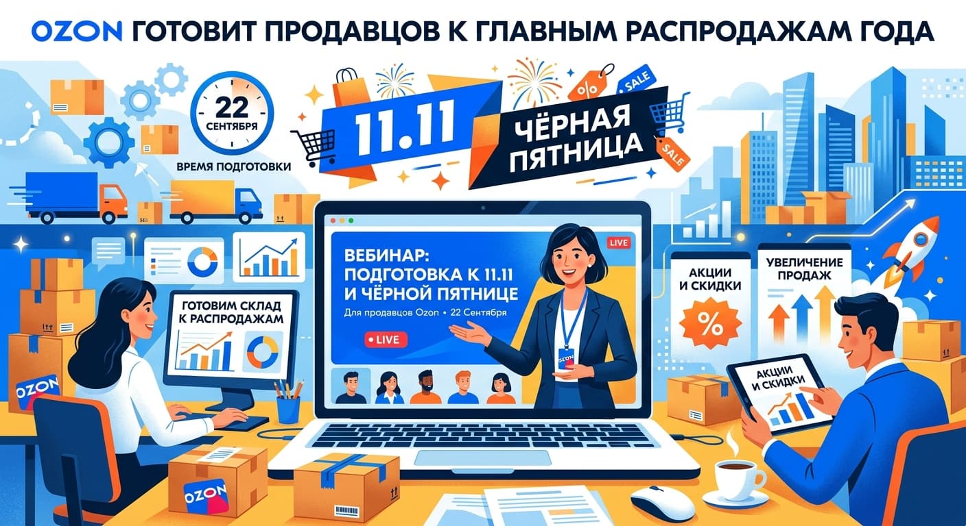 Ozon готовит продавцов к 11.11 и Чёрной пятнице: вебинар 22 сентября