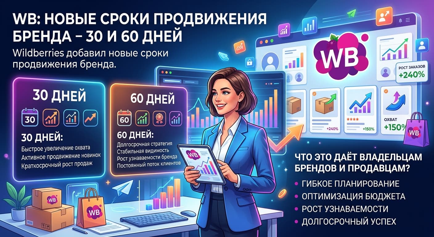 WB: новые сроки продвижения бренда — 30 и 60 дней