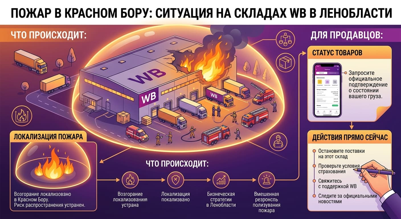 Пожар в Красном Бору: что происходит со складами WB в Ленобласти