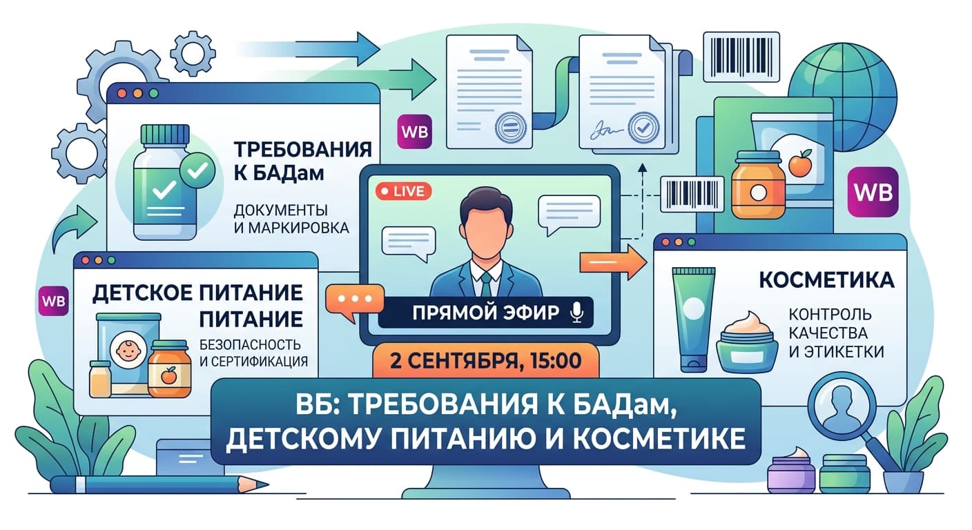 WB проведёт эфир о требованиях к БАДам, детскому питанию и косметике