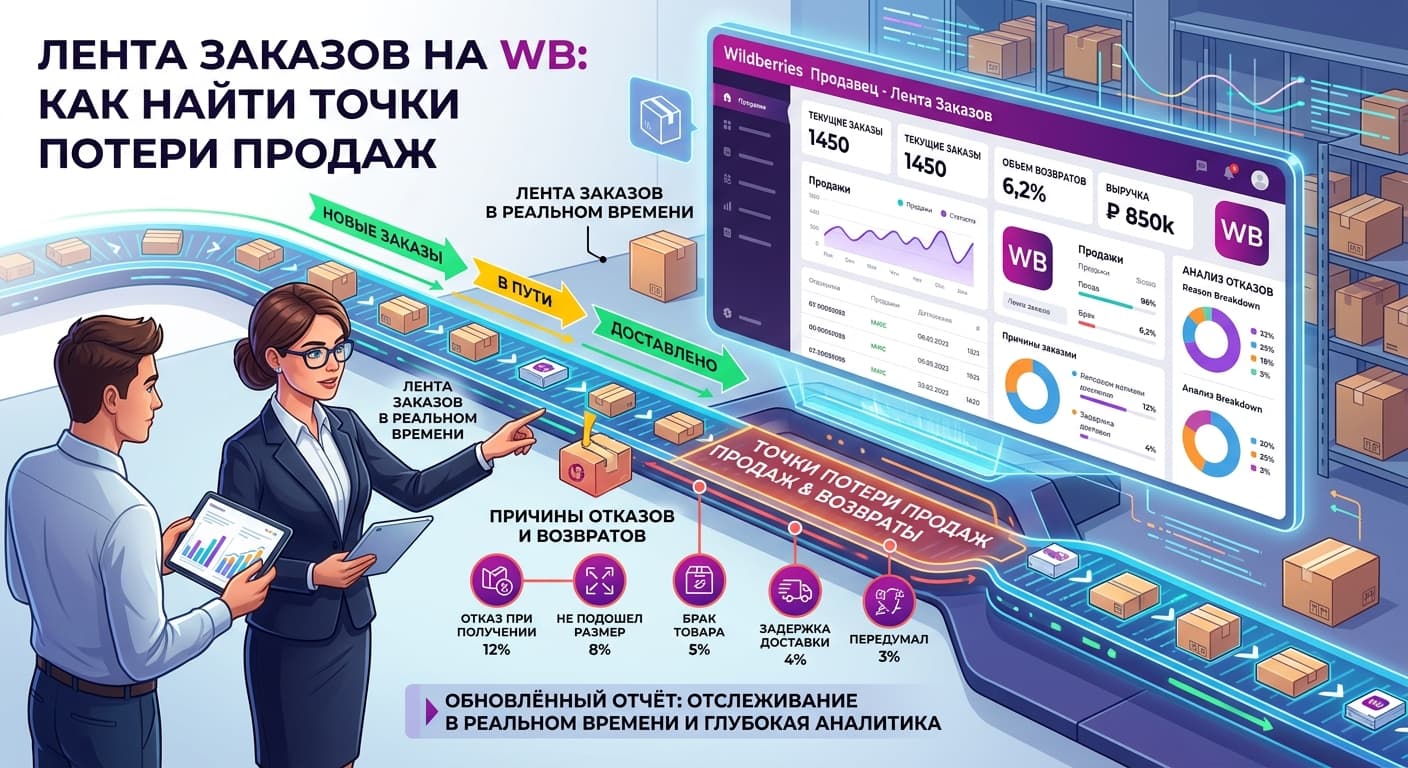 Лента заказов на WB: как найти точки потери продаж