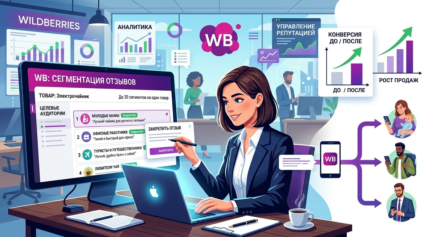 Закреплённые отзывы по аудиториям на WB: как использовать новинку