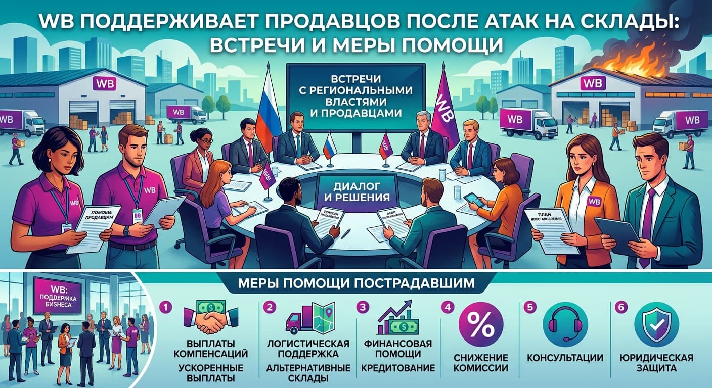 WB поддерживает продавцов после атак на склады: встречи и меры помощи