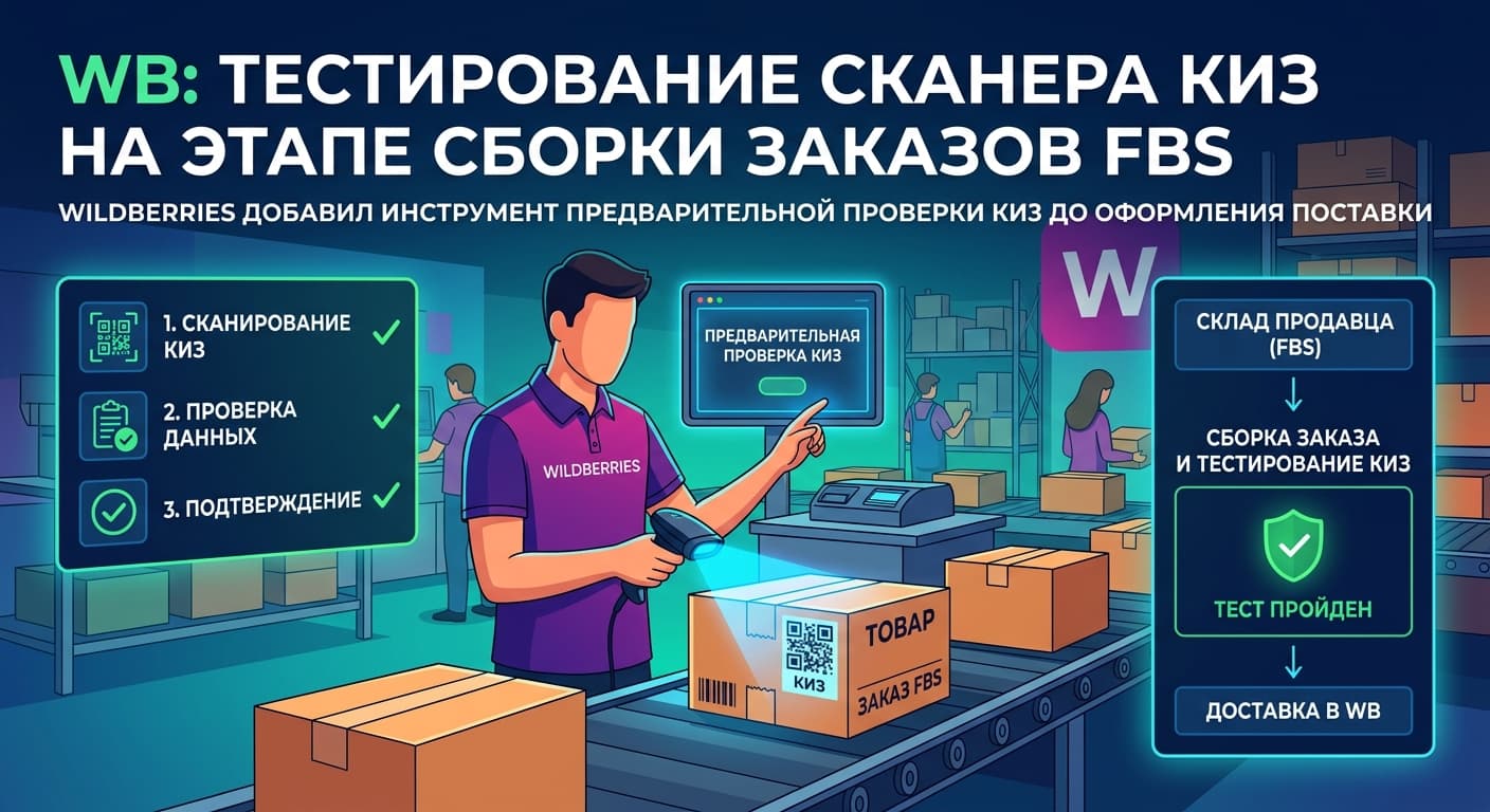 WB: тестирование сканера КИЗ на этапе сборки заказов FBS