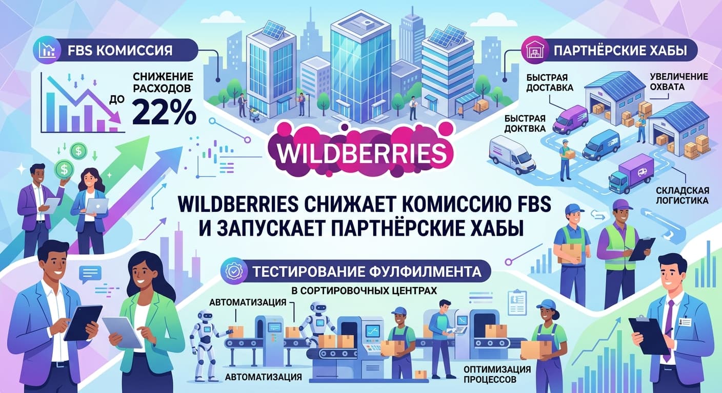 Wildberries снижает комиссию FBS и запускает партнёрские хабы