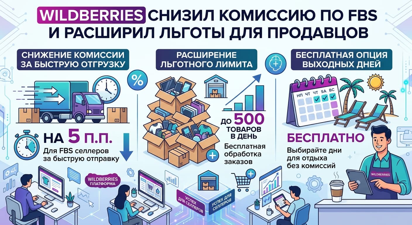Wildberries снизил комиссию по FBS и расширил льготы для продавцов
