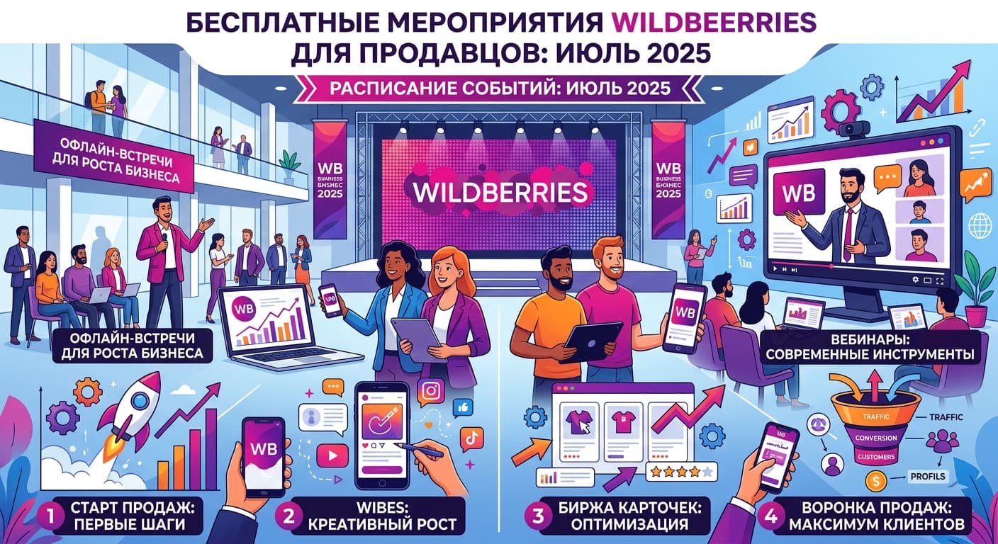 Бесплатные мероприятия Wildberries для продавцов: июль 2025