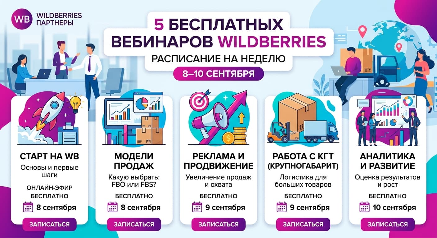 5 бесплатных вебинаров Wildberries: расписание на неделю