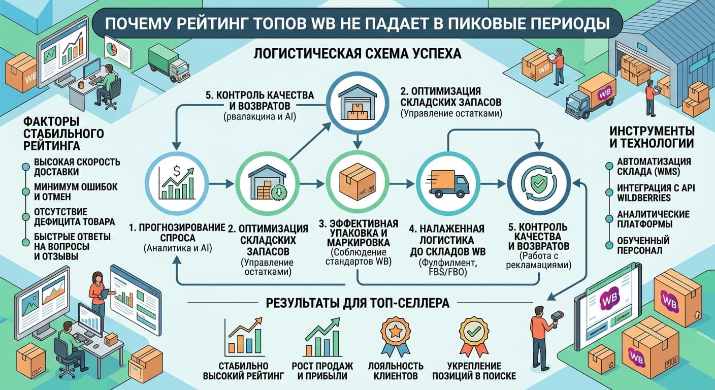 Почему рейтинг топов WB не падает в пиковые периоды