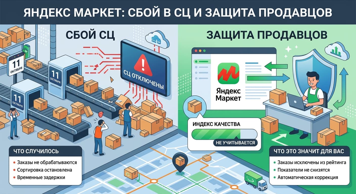 Яндекс Маркет 11 октября: сбой в работе СЦ и защита продавцов