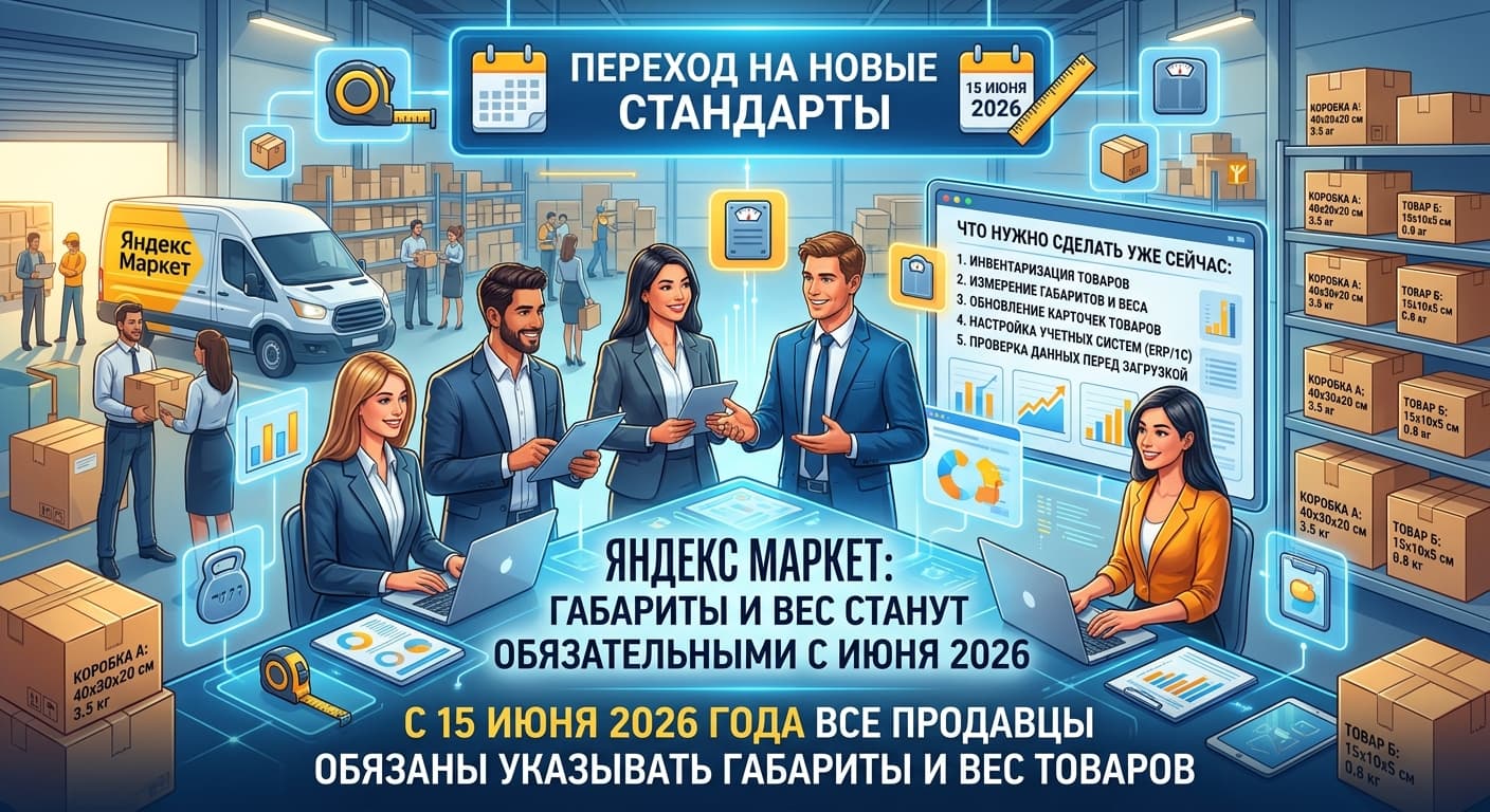 Яндекс Маркет: габариты и вес станут обязательными с июня 2026