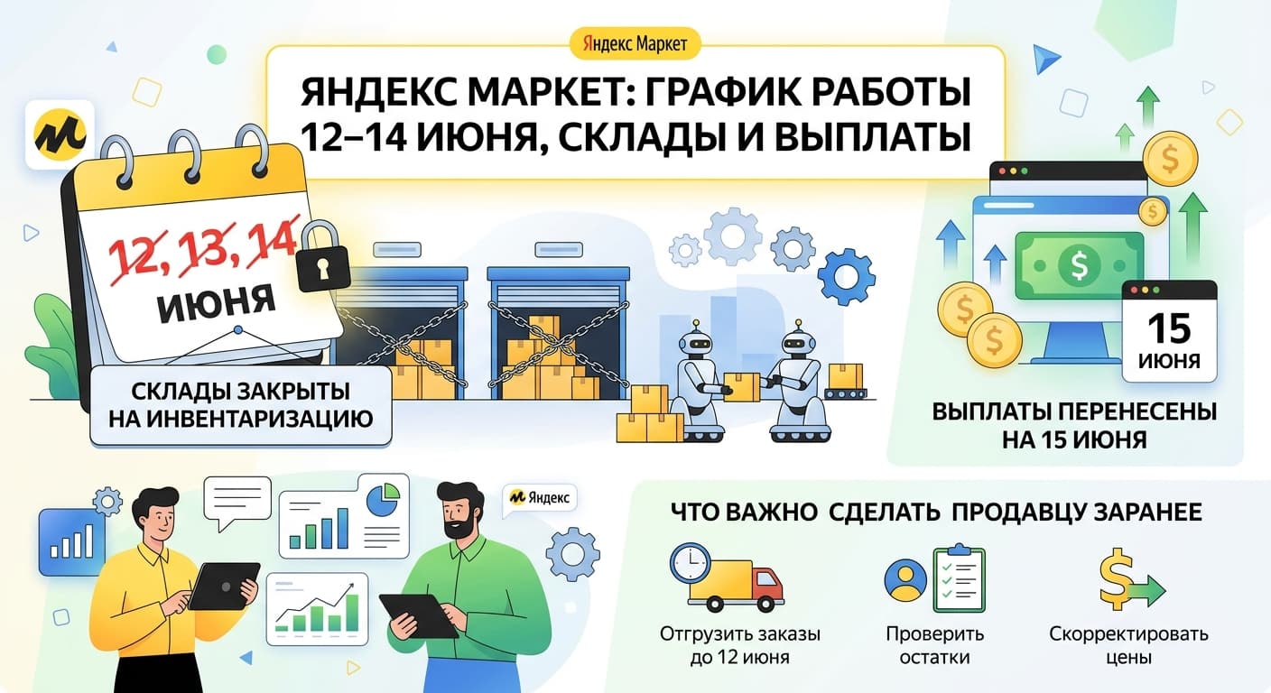 Яндекс Маркет: график работы 12–14 июня, склады и выплаты