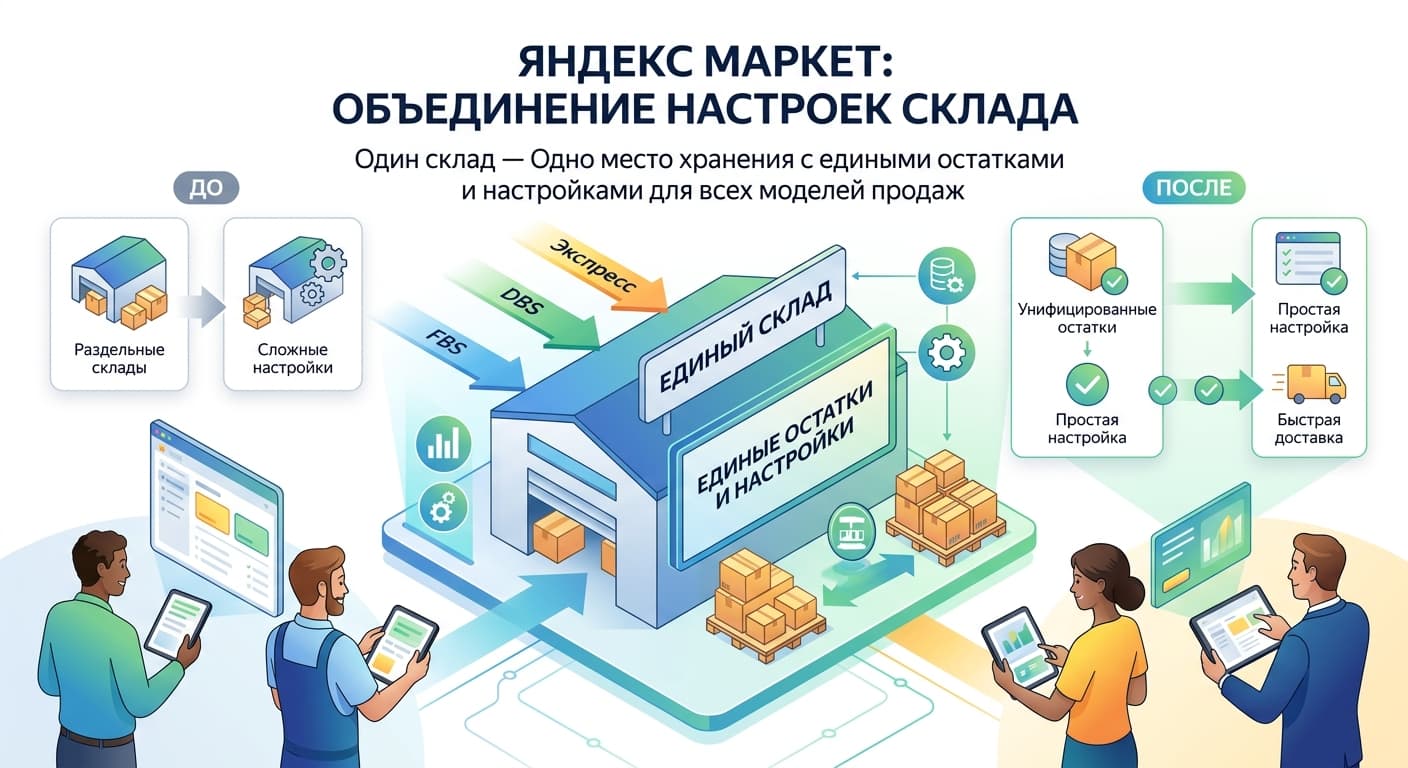 Яндекс Маркет объединяет склады: единые остатки для FBS, DBS и Экспресс