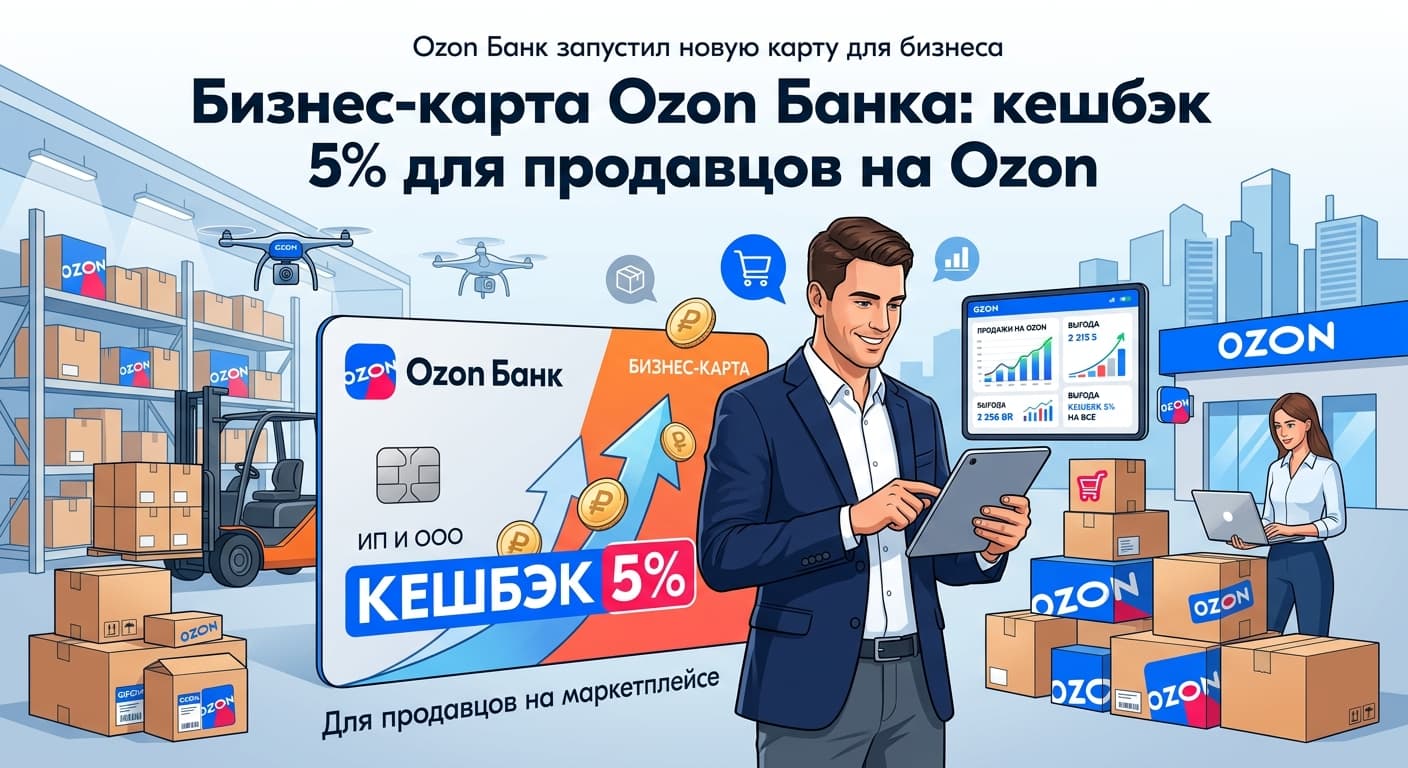 Бизнес-карта Ozon Банка: кешбэк 5% для продавцов на Ozon