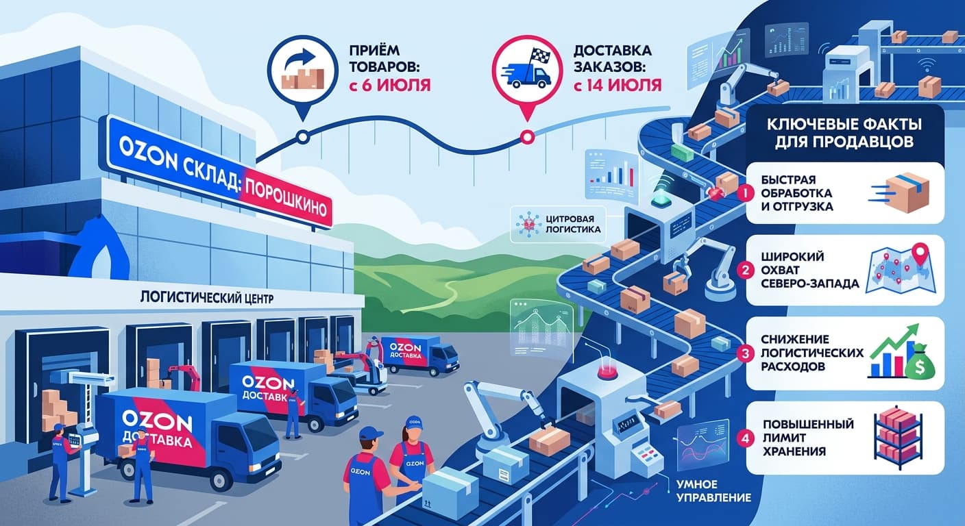 Ozon открыл новый склад FBO в Порошкино: что важно знать продавцу