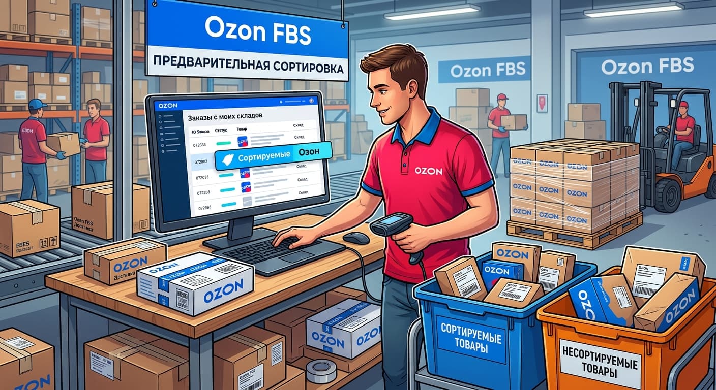 Ozon FBS: предварительная сортировка отправлений на всех СЦ