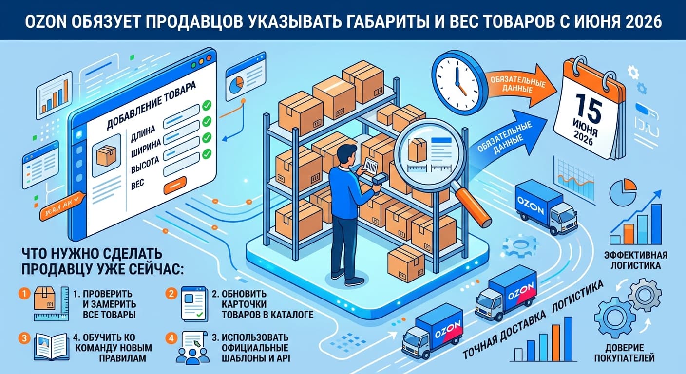 Ozon обязует продавцов указывать габариты и вес товаров с июня 2026