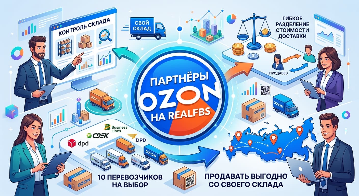 Партнёры Ozon на realFBS: как продавать со своего склада выгодно