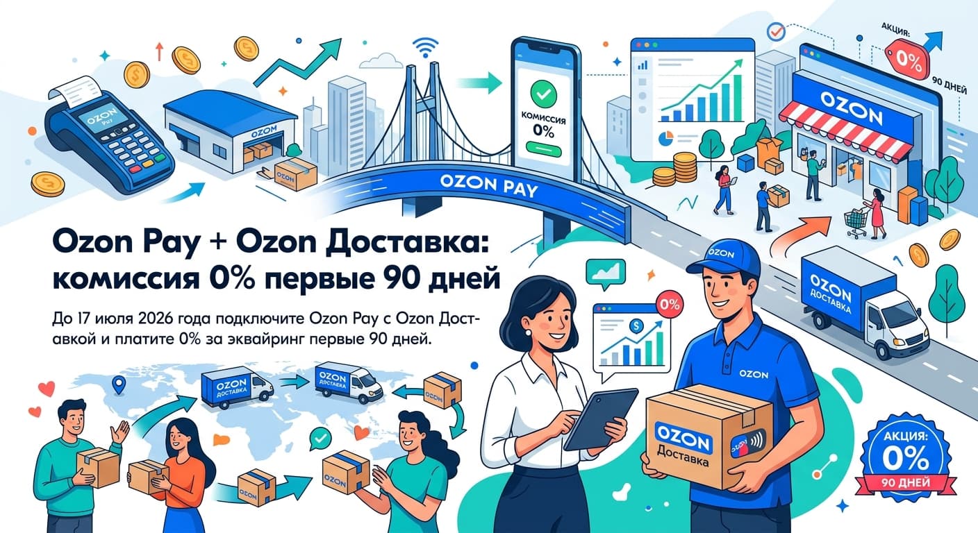 Ozon Pay + Ozon Доставка: комиссия 0% первые 90 дней