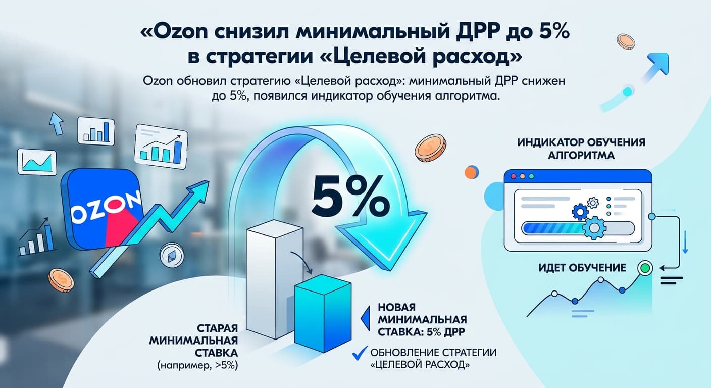 Ozon снизил минимальный ДРР до 5% в стратегии «Целевой расход»