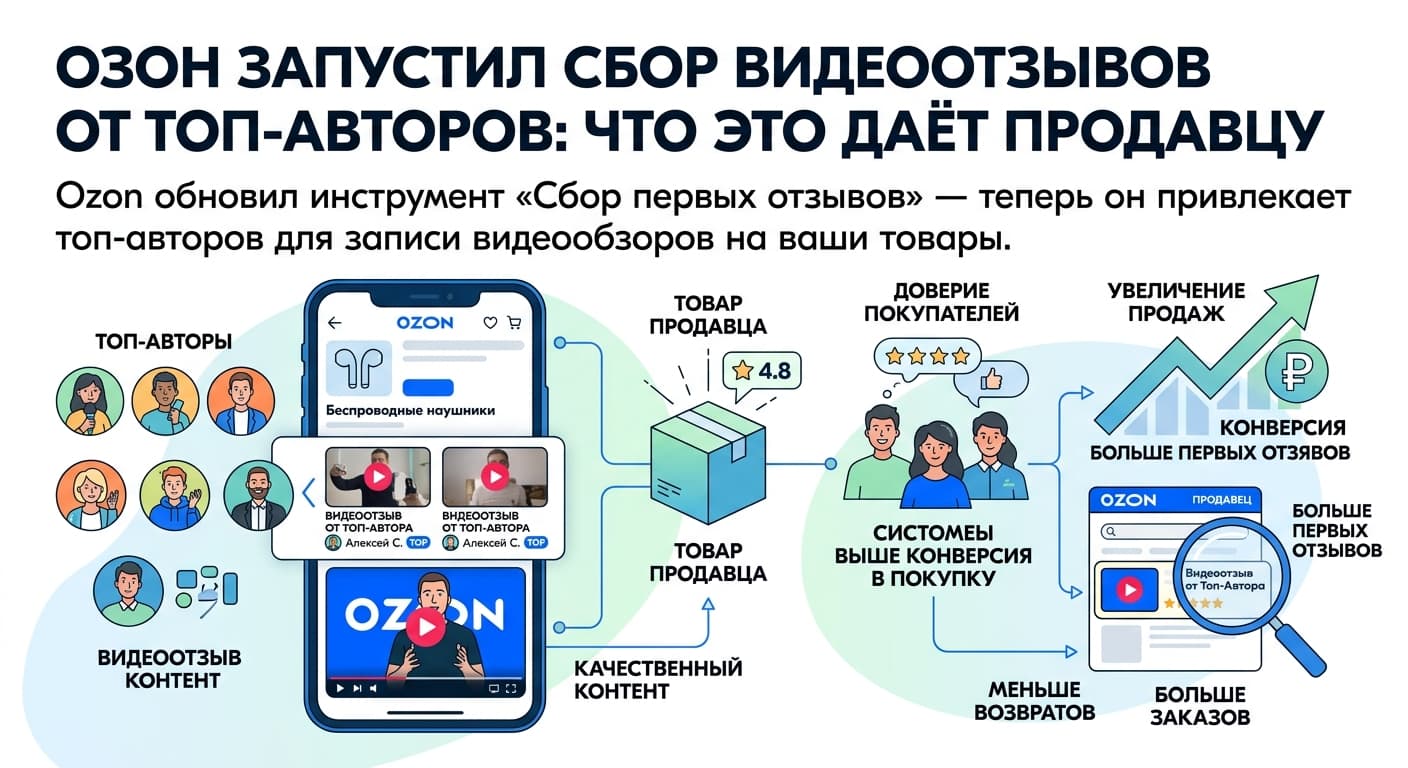 Ozon запустил сбор видеоотзывов от топ-авторов: что это даёт продавцу