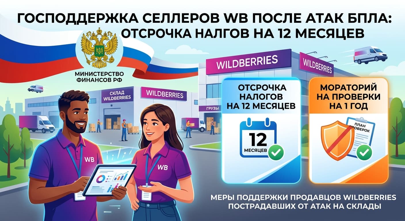 Господдержка селлеров WB после атак БПЛА: отсрочка налогов на 12 месяцев