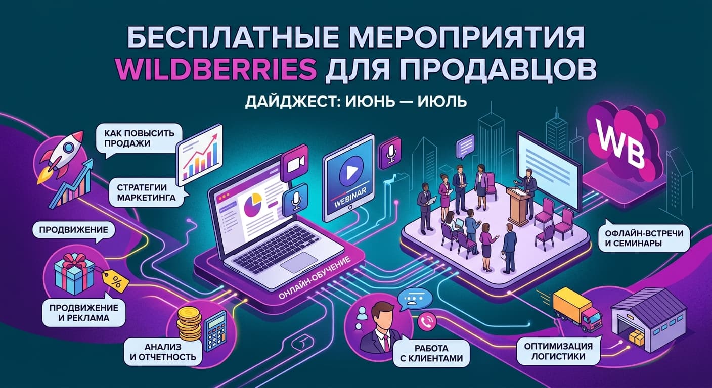 Бесплатные мероприятия Wildberries для продавцов: дайджест июня–июля